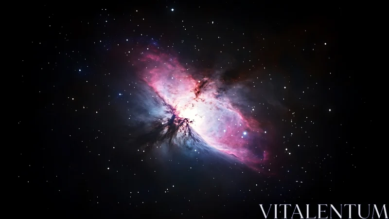 High contrast emission nebula core with dense starfield rim