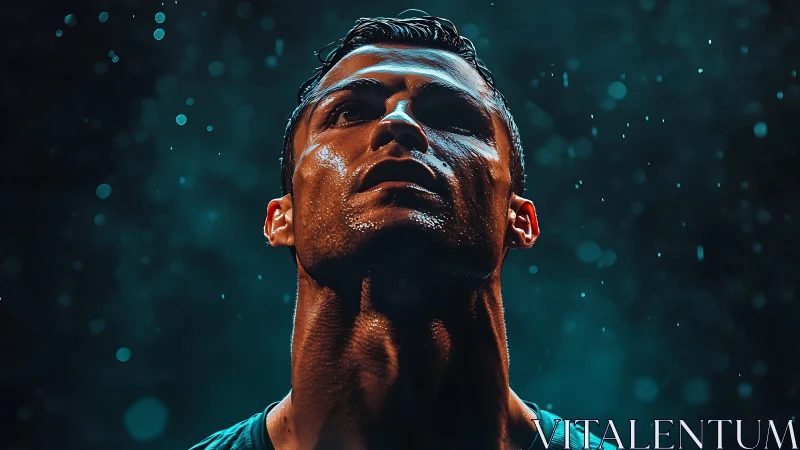 Rainlit moment of resolve with a determined athlete.