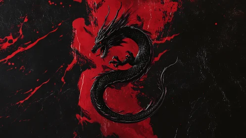 Black coiled dragon emblem on red and black background.