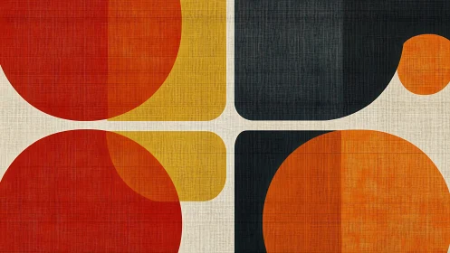 Midcentury geometric grid with textured circular quadrants