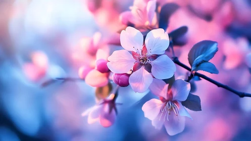 Delicate Pink Blossoms Dancing in Soft Light