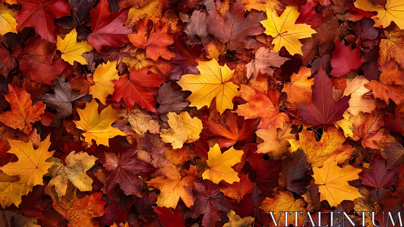 Color rich maple leaves carpet with autumn gradients.