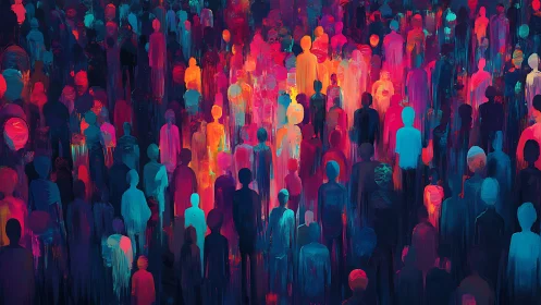 Abstract crowd visualization uses vertical strokes and hot&ndash;cold palette