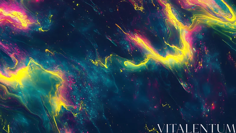 Fluorescent nebular fluid dynamics in deep cyan void field