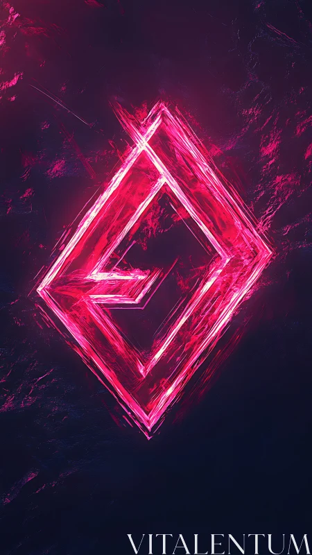 Neon angular glyph with luminous crystalline edging design.