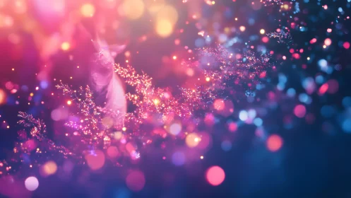 Dreamy Abstract Unicorn in Vibrant Bokeh Fantasy Art Style.