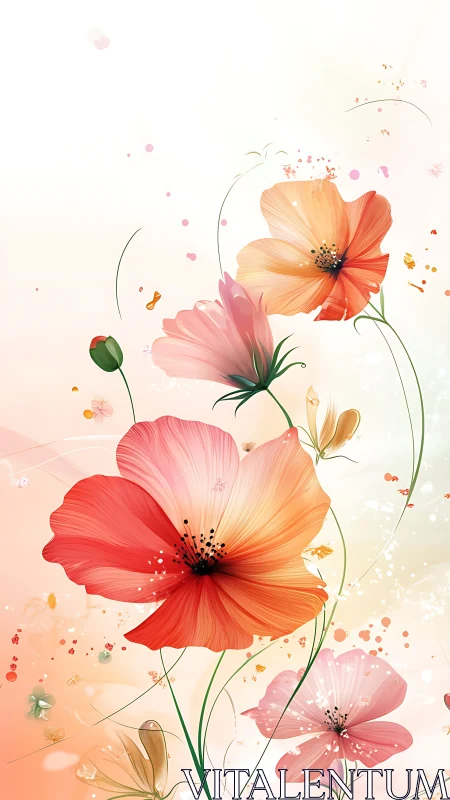 Ethereal Cosmos Blooms: Gradient-Rendered Floral Composition.