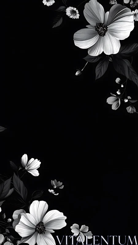 Delicate Cosmos Flowers Frame Dark Botanical Garden