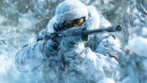 Winter Sharpshooter Masterfully Commands the Snowy Battlefield