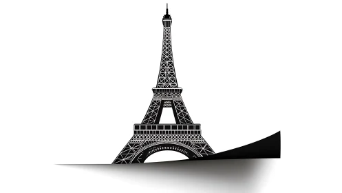 Vector Eiffel Tower silhouette with folded base motif.