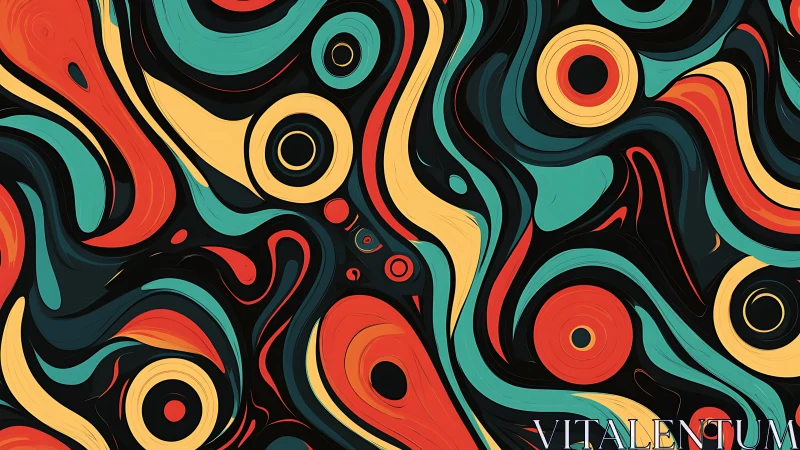 Colorful swirling retro waves in a playful abstract dance.