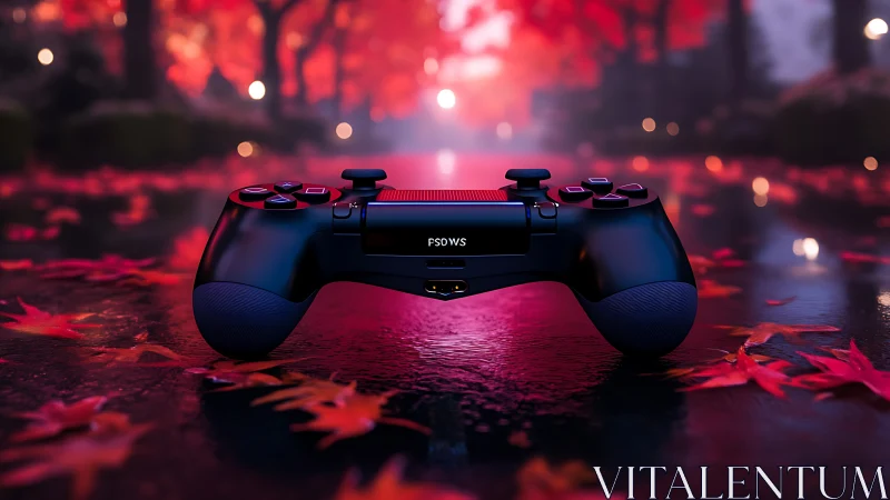 Neon Nexus: Gaming Controller Ablaze in Crimson Rebellion.