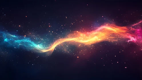 Starlit river of fire and ice winding through quiet space.