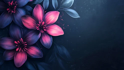 Neon Blossoms in the Night: A Digital Flower Dream.