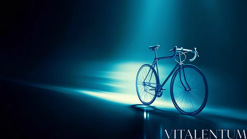 Road Bike with Drop Bars: Volumetric Cyan Lighting Study