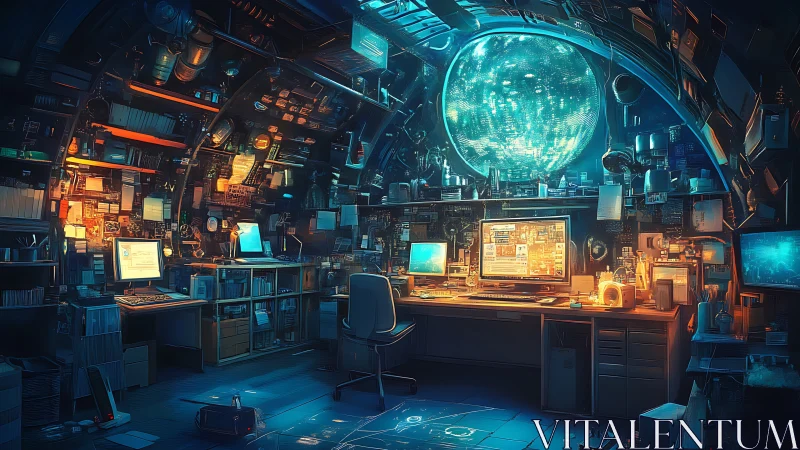 Neon-lit hacker lab hums beneath a glowing digital globe