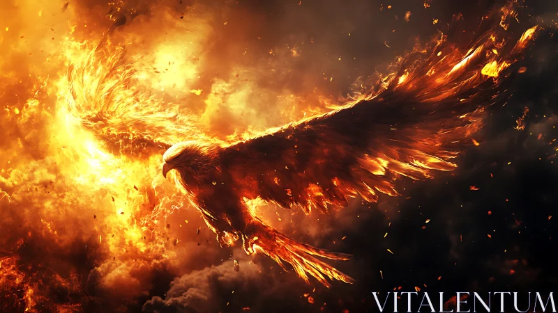 Majestic fiery phoenix soaring in dramatic fantasy art style.