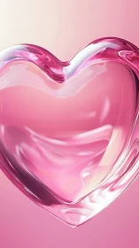 Translucent Pink Heart with Fluid Gradient Flow. Rendered 3D Form.