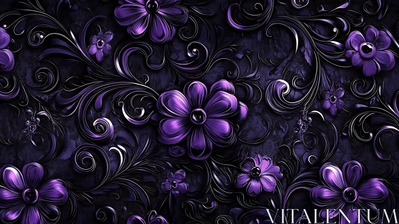 Purple Blooms Dance: A 3D Floral Fantasy.