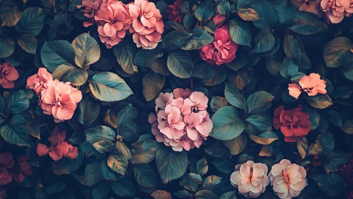 Lush Rose Garden in Bloom with Rich Jewel Tones