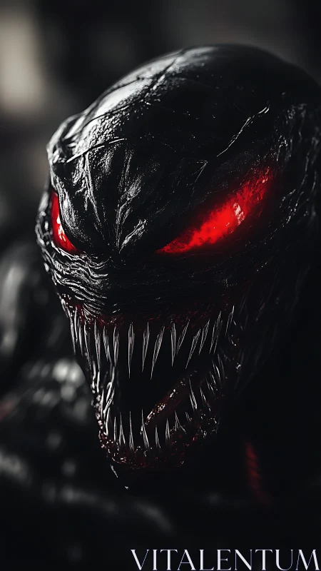 Predatory symbiote close-up rendered in dark photoreal detail