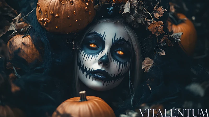 Pumpkin-eyed forest wraith studies October in quiet silence