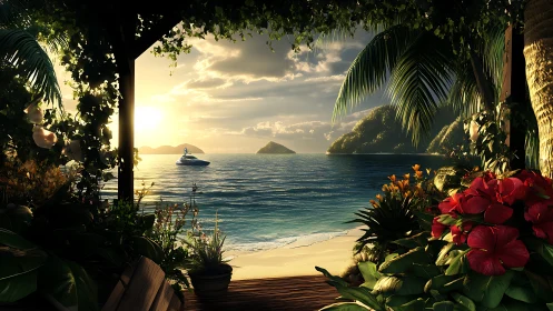 Tropical Paradise View from Beachfront Deck.