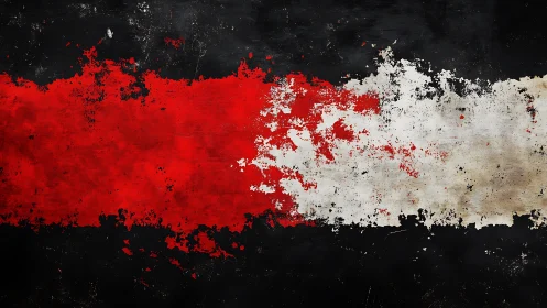 Grunge-style abstract red, white, and black horizontal flag art.