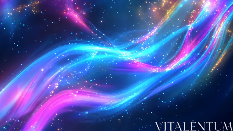 Spectral photon streams in motion across deep chromatic void.