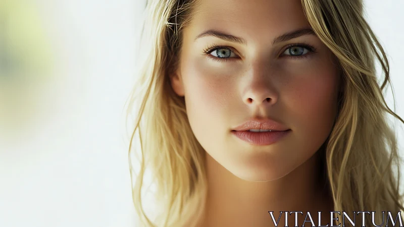 Portrait study of blonde woman with soft natural light.