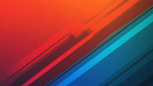 Diagonal neon rush where ember red collides with cool blue.