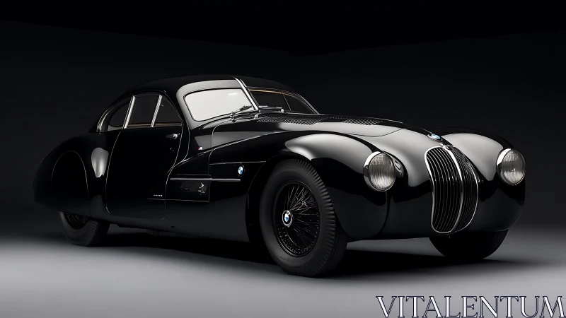 Sleek vintage black coupe glowing with timeless confidence.