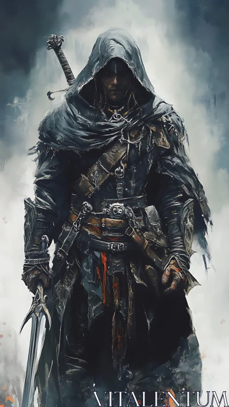 Hooded warblade operative in weathered tactical leathers.