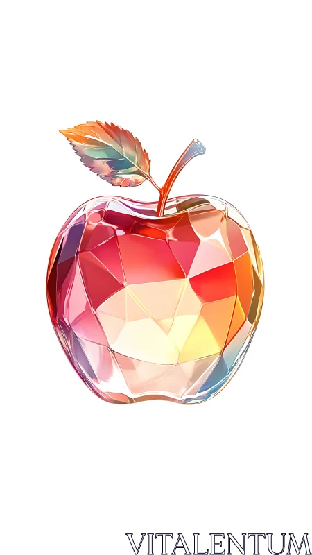 Prismatic crystal apple glowing with playful rainbow light.