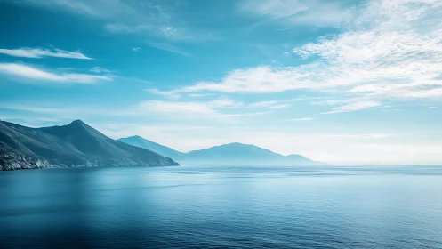 Coastal mountain ridgeline with atmospheric oceanic perspective.
