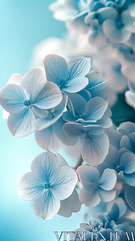 Delicate Blue Blossoms Bathed in Soft Sunlight.