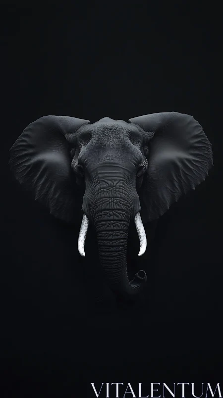 Midnight elephant portrait with ivory echoes and quiet thunder.