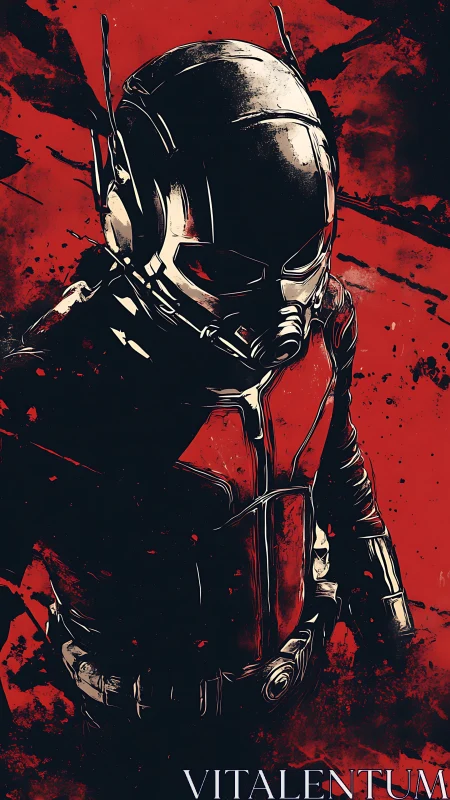 Crimson-slashed micro hero stalks through shadowed chaos.