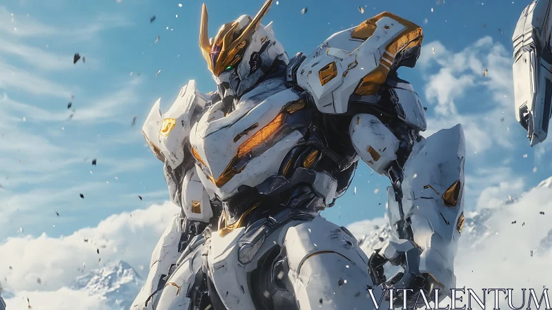 Skyline paladin of steel greets the storm of distant worlds