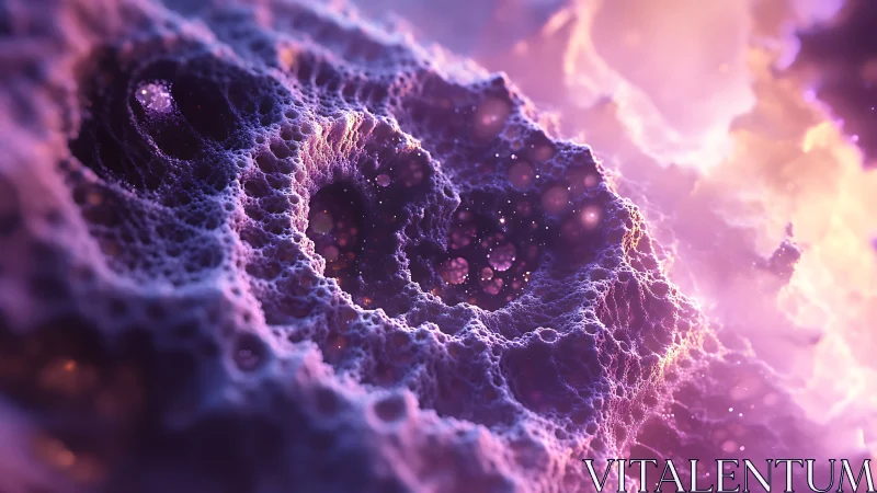 Fractal cosmic cavern with iridescent nebular foam textures.