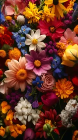 Mixed flower arrangement displaying multiple species in varied colors