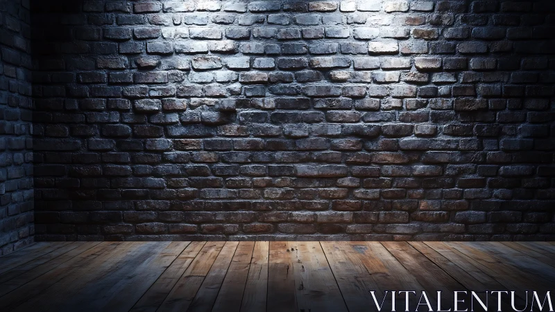 Textured brick backdrop with directional overhead accent light.