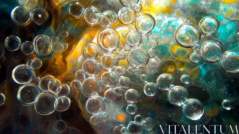 Transparent liquid bubbles form suspended clusters in fluid