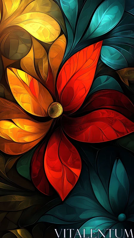 Multicolor floral abstraction with layered luminous petals.