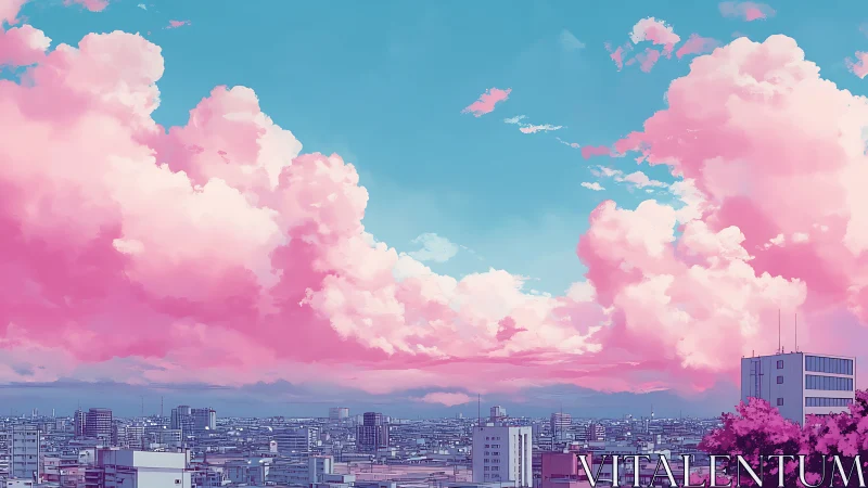 Cotton candy skies drifting softly above a quiet city.