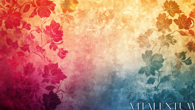 Floral gradient background with textured vintage pattern.
