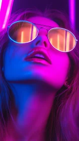 Neon-lit dreamer basking in ultraviolet city glow.