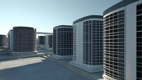 Industrial HVAC Cooling Units on Commercial Rooftop