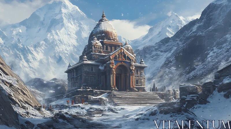 Snowy mountain temple invites quiet wonder and gentle awe