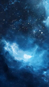 Star-blooming nebula drifting in deep sapphire cosmos.